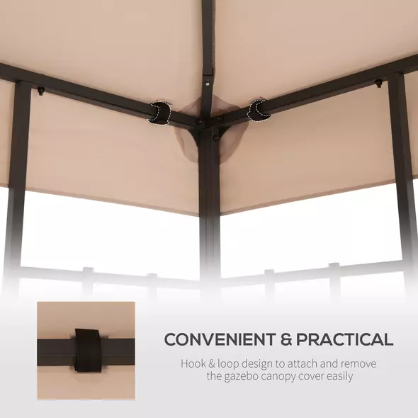 Outsunny 3(m) Gazebo Top Cover Double Tier Canopy Replacement Pavilion Roof Deep Beige - 6