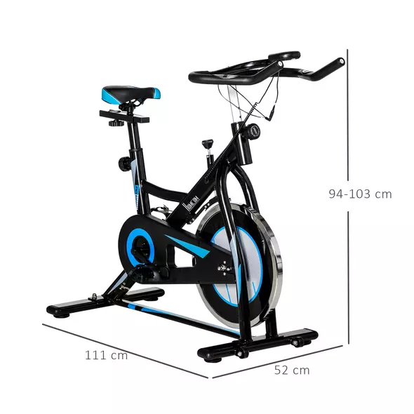 HOMCOM Stationary Exercise Bike, 8kg Flywheel Indoor Cycling Workout Fitness Bike, Adjustable Resistance Cardio Exercise Machine w/ LCD Monitor Pad and Phone Holder for Home, Gym, Office, Black - 3
