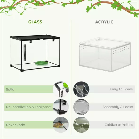 PawHut Glass Reptile Terrarium Insect Breeding Tank Vivarium Habitats with Thermometer for Lizards, Horned Frogs, Snakes, Spiders - Large 50 x 30 x 35cm - 9