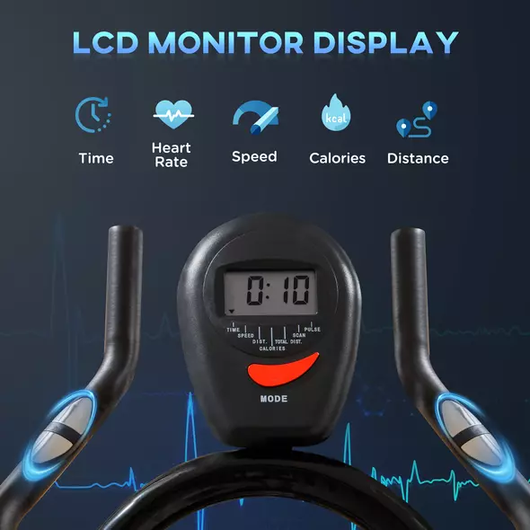 HOMCOM Stationary Exercise Bike, 8kg Flywheel Indoor Cycling Workout Fitness Bike, Adjustable Resistance Cardio Exercise Machine w/ LCD Monitor Pad and Phone Holder for Home, Gym, Office, Black - 4