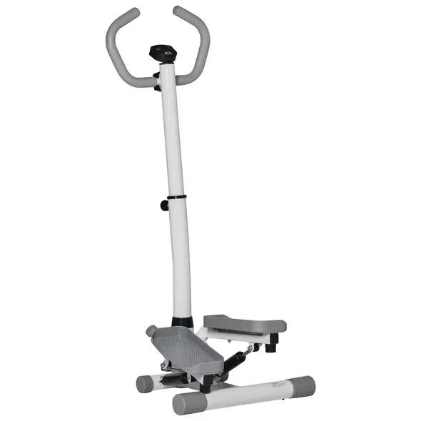 HOMCOM Adjustable Twist Stepper Aerobic Ab Exercise Fitness Workout Machine w/ LCD Screen, Height Adjust Handlebars for Home Gym, White and Grey - 1