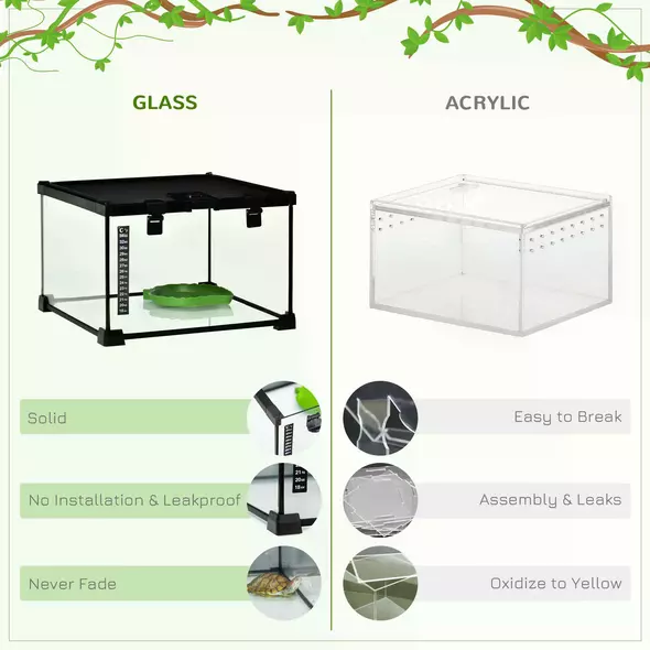 PawHut Glass Reptile Terrarium Insect Breeding Tank Vivarium Habitats with Thermometer for Lizards, Horned Frogs, Snakes, Spiders - Small 30 x 30 x 20cm - 9