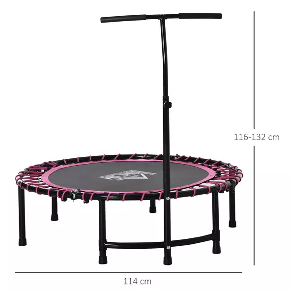 HOMCOM Mini Round Steel Frame Trampoline w/ Adjustable Handle, Pink - 3