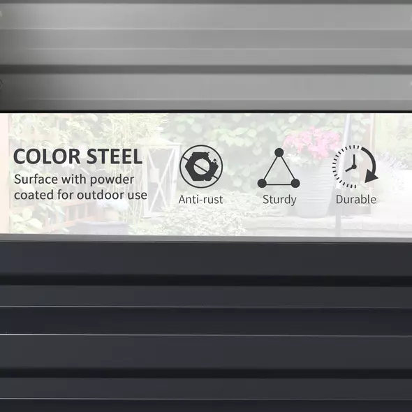 Outsunny 432L Square Raised Garden Bed Box with Weatherized Steel Frame for Vegetables, Flowers and Herbs, 120 x 120 x 30cm, Grey - 5