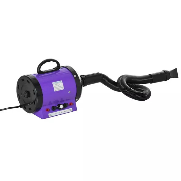PawHut Dog Hair Dryer Pet Grooming Blaster Dryer Blower Adjustable Temperature Speed with 2.1M Flexible Hose 3 Nozzles - Purple - 9