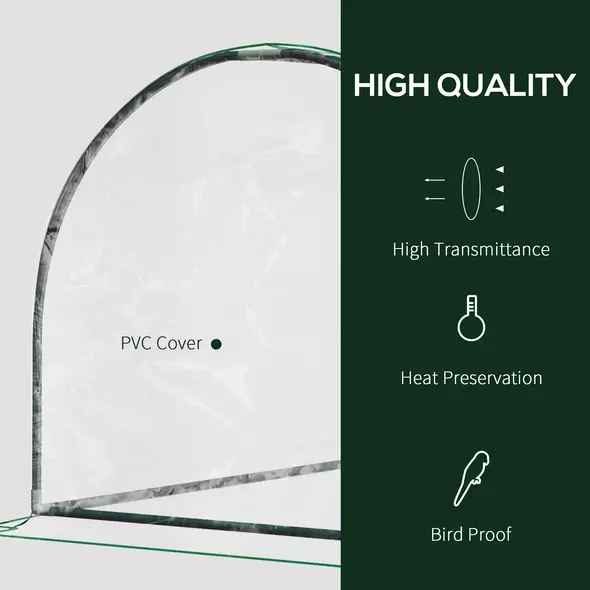 Outsunny Tunnel Greenhouse Green Grow House for Garden Outdoor, Steel Frame, PVC Cover, Transparent, 200 x 100 x 80cm - 6