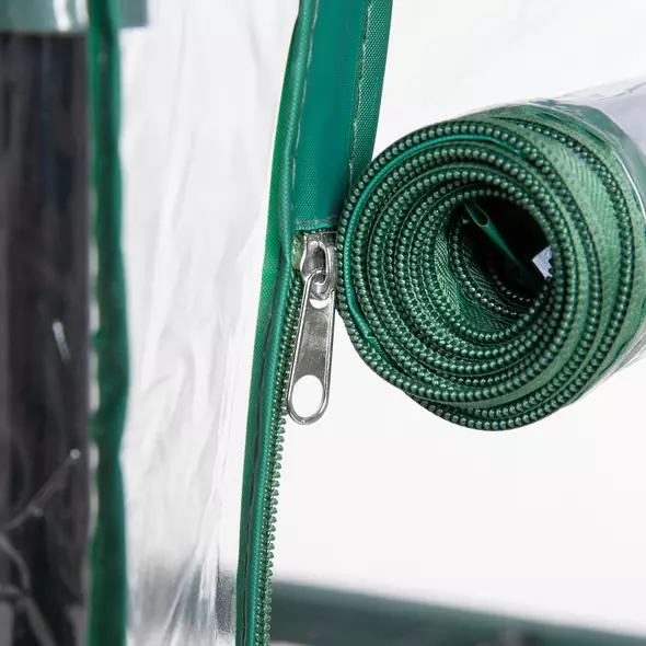 Outsunny 5 Tier Mini Greenhouse, Small Walk-in Greenhouse with Reinforced Plastic Cover, Garden Grow House with Roll Up Door and Shelves, 69 x 49 x 193cm, Green - 9