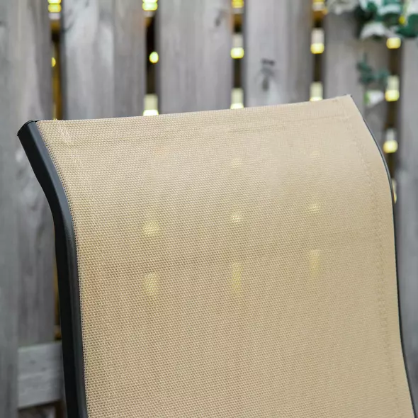 Outdoor Set of 2 Outdoor Sun Lounger 10-Position Adjustable Texteline Folding Reclining Chairs with Footrest for Patio Garden, Beige - 9