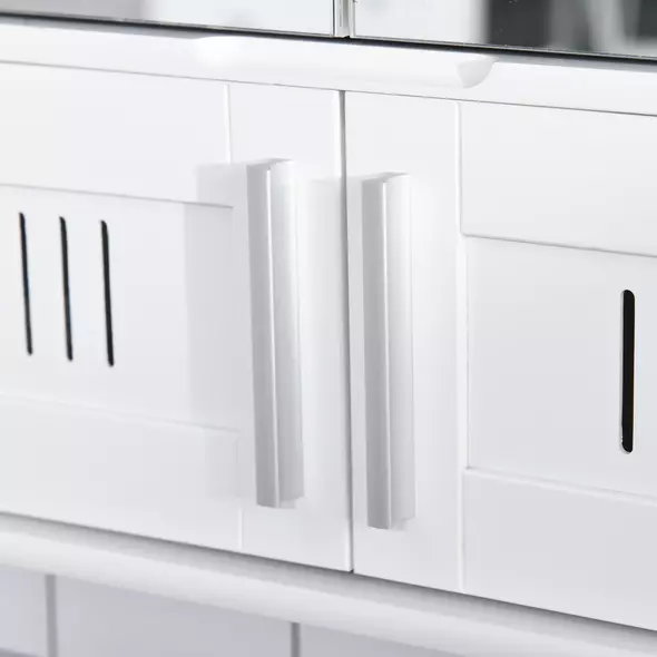 kleankin Bathroom Mirror Cabinet, Wall Mounted Storage Cupboard with Double Doors and Adjustable Shelf, Bathroom Organizer, White - 8