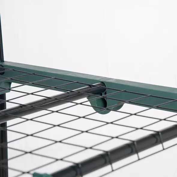 Outsunny 5 Tier Mini Greenhouse, Small Walk-in Greenhouse with Reinforced Plastic Cover, Garden Grow House with Roll Up Door and Shelves, 69 x 49 x 193cm, Green - 8