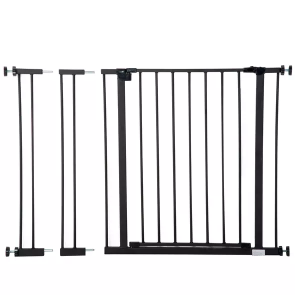 PawHut Dog Gate Pet Safety Gate Stair Barrier Pressure Fit Adjustable 76-82/86-97/101-107 cm, Black - 7