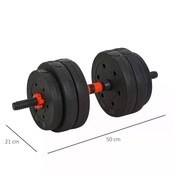 HOMCOM 25kg 2 IN 1 Adjustable Dumbbells Weight Set, Dumbbell Hand Weight Barbell for Body Fitness, Lifting Training for Home, Office, Gym, Black - 3