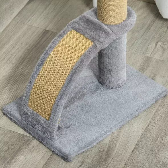 PawHut Cat Tree for Indoor Cats Climbing Activity Center Kitten Tower Furniture with Jute Post Scratching Massage Board Hanging Ball with Bell 34 x 24 x 43cm Grey - 9