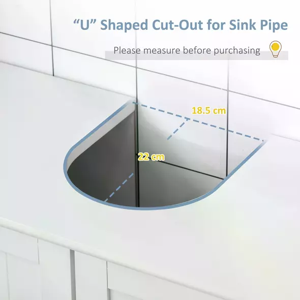 kleankin Under Sink Bathroom Cabinet, Freestanding Under Sink Cabinet with 2 Doors and Adjustable Shelf for Basin without or with Pedestal, White - 5