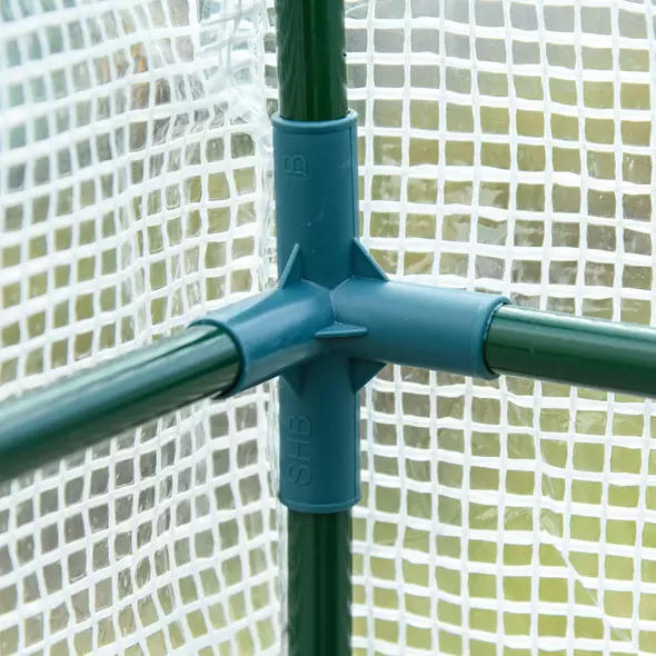 Outsunny Walk-In Lean to Wall Greenhouse with Windows and Doors, Outdoor Green House with 3 Tiers 4 Wired Shelves, 200L x 100W x 215Hcm, White - 8