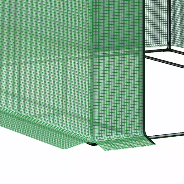 Outsunny Walk-in Greenhouse with 4 Tier 24 Shelves, Portable Grow House with Roll-up Zipped Door, 244 x 180 x 210cm, Green - 9