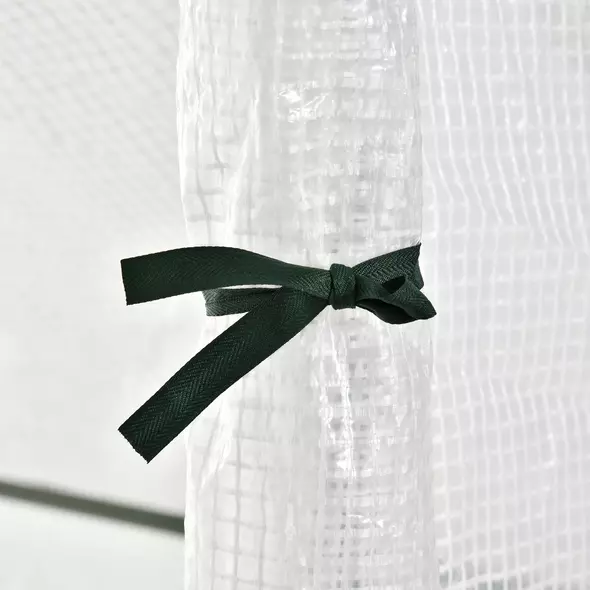 Outsunny Walk In Tomato Greenhouse Garden Outdoor Mini Greenhouse Flower Planter Steel Frame with Zipped Door & Window, PE Cover, 180 x 100 x 168CM,  White - 8