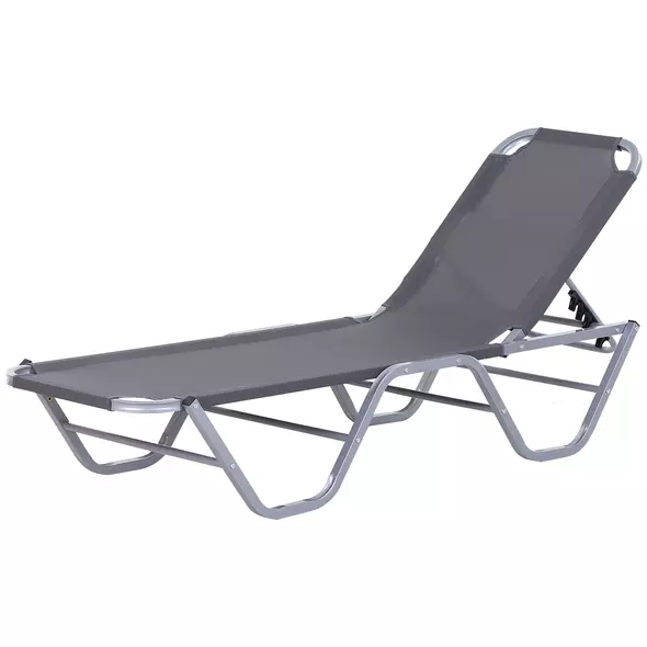 Outsunny Sun Lounger Relaxer Recliner w/ 5-Position Adjustable Backrest Pool Sun Bathing - 1