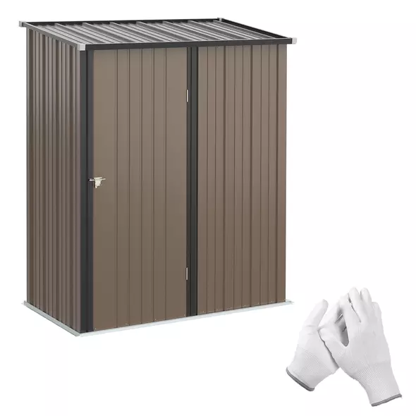 Outsunny 5.3 x 3.1ft Corrugated Steel Garden Shed - Brown - 1