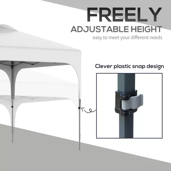 Outsunny 3 x 3(M) Pop Up Gazebo, UPF 50+ Foldable Canopy Tent with Wheeled Carrybag, 4 Leg Weight Bags, Height Adjustable Marquee Shelter 1 person easy setup for Outdoor Garden Patio Party, White - 6