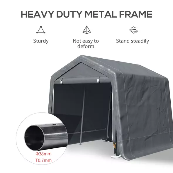 Outsunny 9 X 7.5ft Temporary Outdoor Equipment Shed - Dark Grey - 4