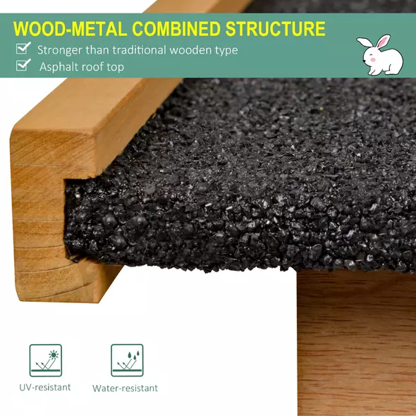 PawHut Wood-metal Guinea Pigs Hutches Elevated Pet House Outdoor 89.5 x 45 x 81cm - 3