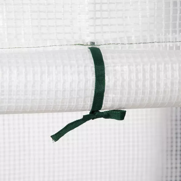 Outsunny Walk In Greenhouse with 2 Tier Shelf, Portable Gardening Plant Grow House Tomato Greenhouse with Roll up Zip Panel Door, Reinforced PE Cover, 143 x 73 x 195cm, Green - 8