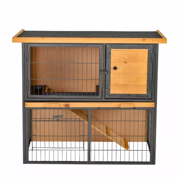 PawHut Wood-metal Guinea Pigs Hutches Elevated Pet House Outdoor 89.5 x 45 x 81cm - 2
