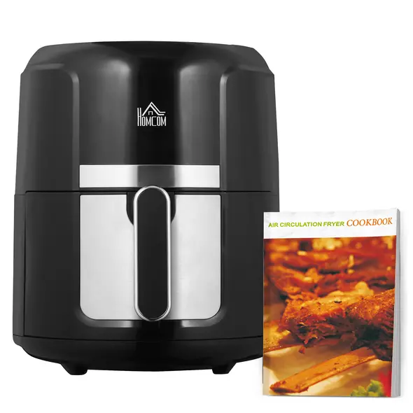 HOMCOM 4L Air Fryer, 1300W Air Fryer Oven with Digital Touch Display, Rapid Air Circulation, 12 Cooking Programs, Adjustable Temperature, Timer, Nonstick Basket for Oil Less or Low Fat Cooking, Black - 1
