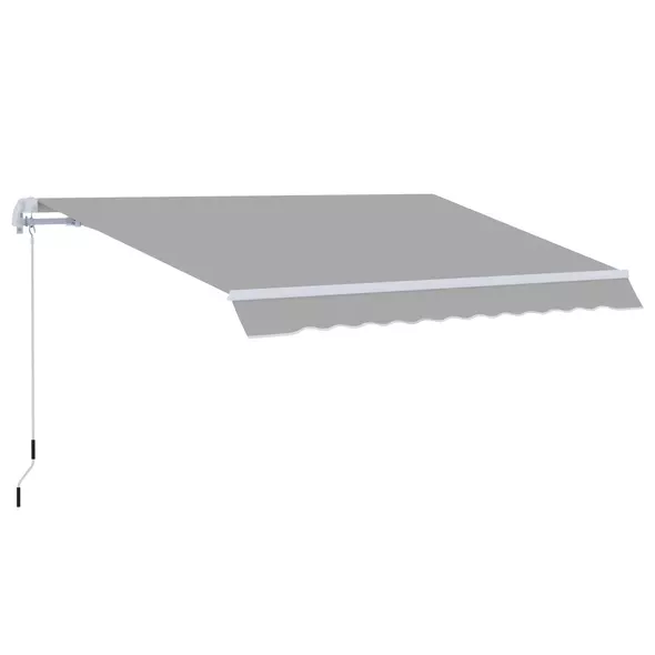 Outsunny Awning Canopy Manual Retractable Porch Sun Shade Shelter 3 x 2m Light Grey - 1