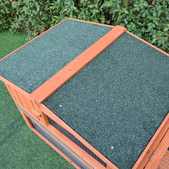 Pawhut 2 Floor Wooden Guinea Pigs Hutches House Bunny Coop Outdoor Garden Backyard, 158L x 58W x 68H cm - 4