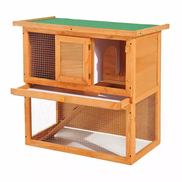 Pawhut Wooden 90cm 2 Tiers Guinea Pigs Hutches - 9