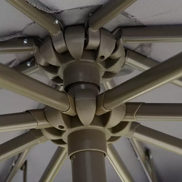 Outsunny 2.7m Garden Banana Parasol Cantilever Umbrella with Crank Handle, Double Tier Canopy and Cross Base for Outdoor, Hanging Sun Shade, Dark Grey - 9