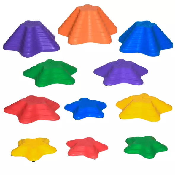 Outsunny 11-Piece Kids Stepping Stones, Starfish Style Non-slip Obstacle Course, Stackable Balance Blocks Garden Toys, Encourage Toddler Sensory Toys Indoor Outdoor - Multicoloured - 1