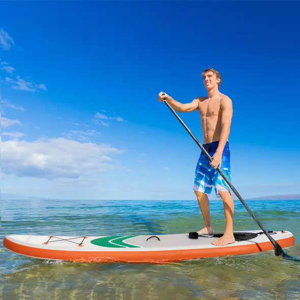Outsunny 10'6" x 30" x 6" Inflatable Stand Up Paddle Board, Non-Slip & Ultra-Light Deck with Adj Paddle, ISUP Accessories, Pump and Carry Bag, for Youth Adults Beginner - 2