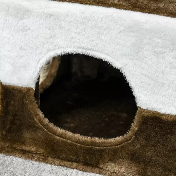 PawHut Cat Tree Tower for Indoor Cats Kitten House Scratching Posts with Condo Perch Interactive Mouse Toy, 45 x 33 x 70 cm, Brown - 9