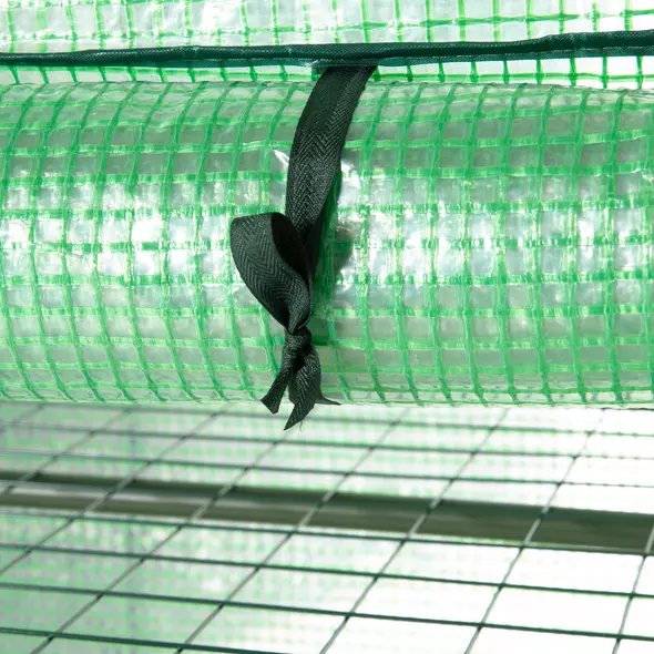 Outsunny 4 Tier Mini Greenhouse for Outdoor, Portable Gardening Plant Green House with Storage Shelf, Roll-Up Zipped Door, Metal Frame and PE Cover, 80 x 49 x 160cm, Green - 9