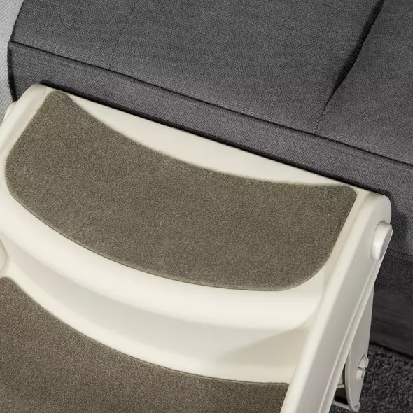 PawHut Foldable Pet Stairs Portable Dog Steps 3-Step Design with Non-slip Mats for High Beds, Sofas, 49 x 38 x 38 cm, Cream - 8