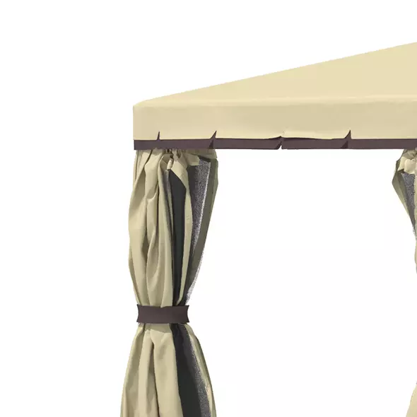 Outsunny 3 x 3(m) Patio Gazebo Canopy Garden Pavilion Tent Shelter with 2 Tier Water Repellent Roof, Mosquito Netting and Curtains, Aluminium Frame, Beige - 6