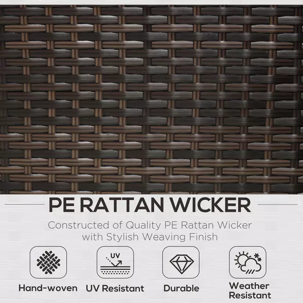 Outsunny 3 Pieces Rattan Garden Furniture Sofa Set, 4 Seater Garden Corner Sofa with 5-Level Reclining Sun Lounger and Storage Coffee Table, Outdoor Furniture Conservatory Set with Cushions, Brown - 6