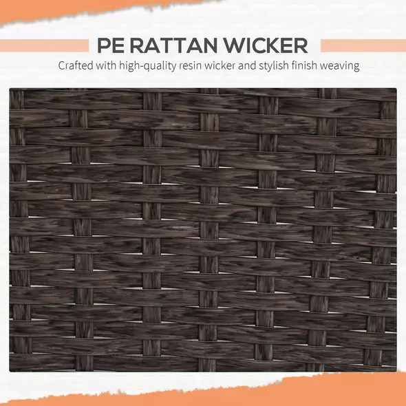 Outsunny 5 Pieces PE Rattan Garden Furniture Set with 10cm Thick Padded Cushions, Wicker Weave Outdoor Seating Chairs with 2 Armchairs, 2 Stools, Glass Top Table, Brown - 5