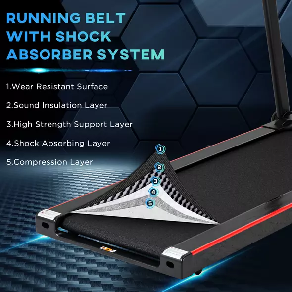 HOMCOM 750W Folding Treadmill, 1-14km/h Electric Running Machine w/ Wheels, Safety Button, LED Monitor, Phone Holder for Home Office Jogging Fitness Exercise Workout - 6